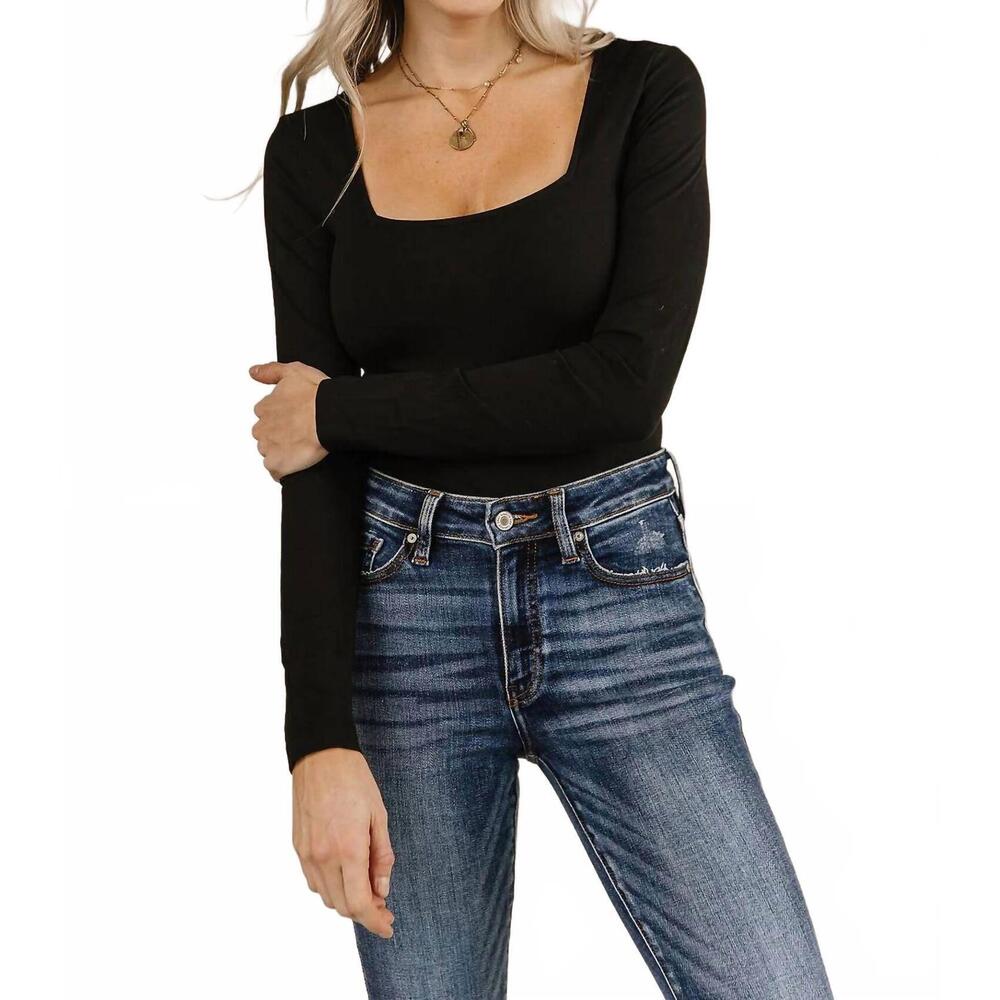 NEW AMPERSAND AVE long sleeve bodysuit in black